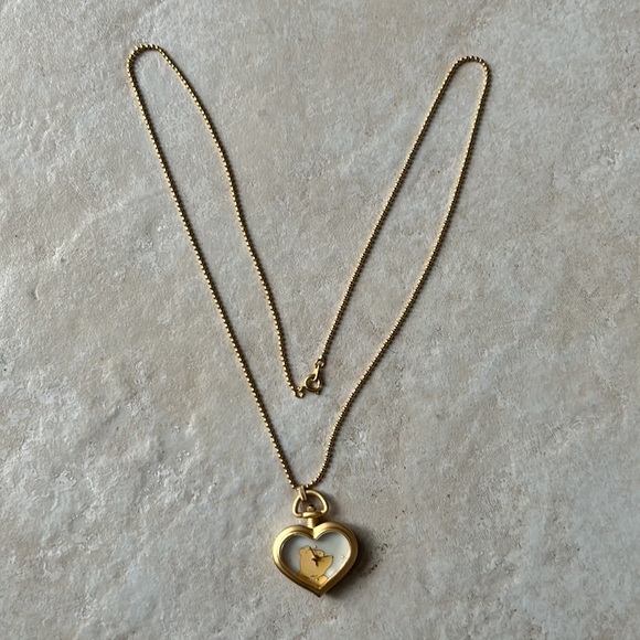 Vintage COLIBRI Mickey & Co. Gold Tone MOP Pendant Watch # PLP10003 - Picture 2 of 4